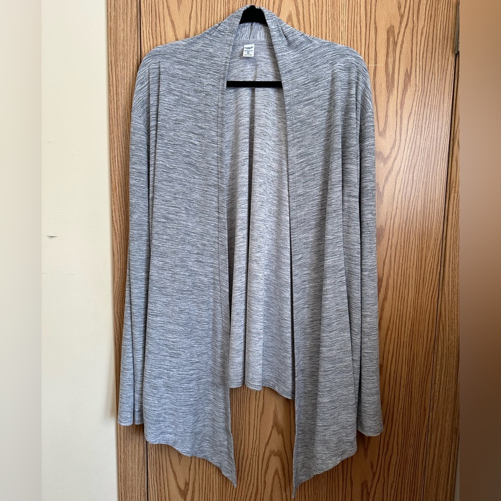 Old Navy Gray Open Front Cardigan Sweater XXL EUC lightweight asymmetrical hem